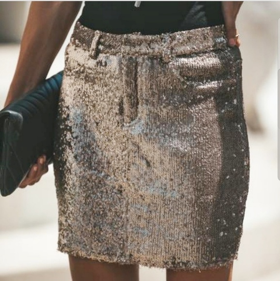 STYLE PARK Dresses & Skirts - Sequin Skirt Gold Champagne Micro Sequins
